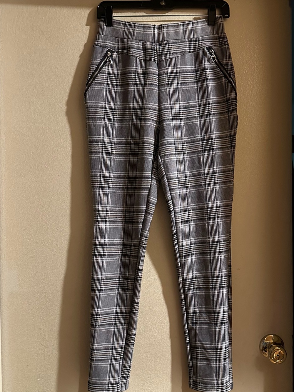 Angel Cult  Black and Gray Plaid women stretch pants
